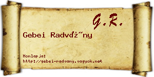 Gebei Radvány névjegykártya